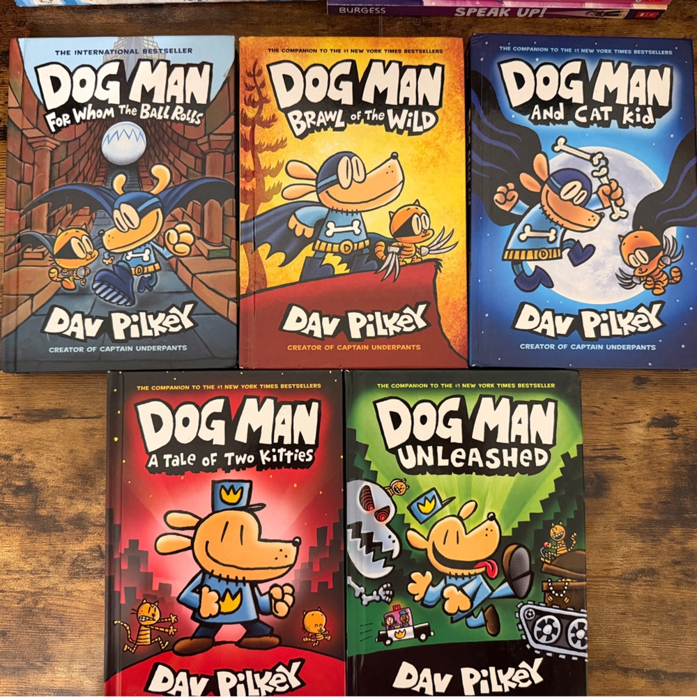 Set of 5 Hardcover Dog Man Book by Dav Pilkey